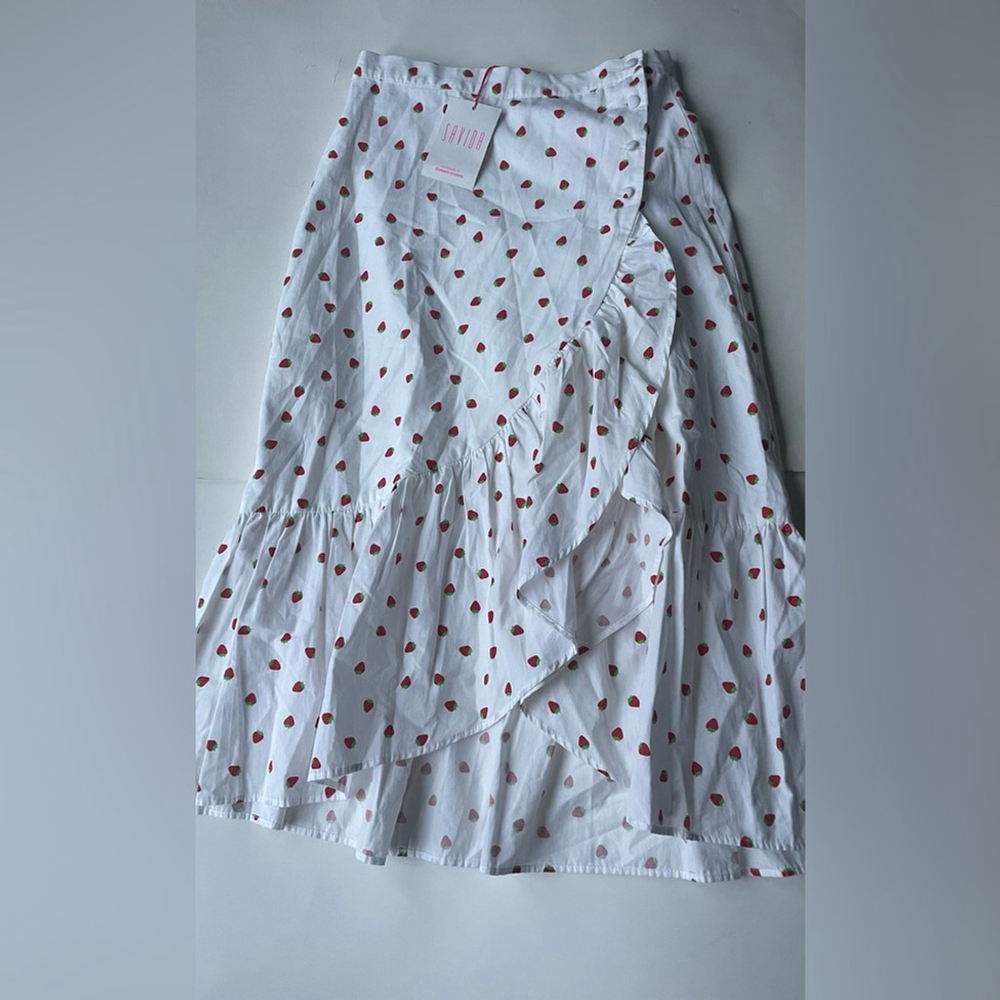 savida strawberry White Dot Ruffle Skirt - Picture 5 of 7